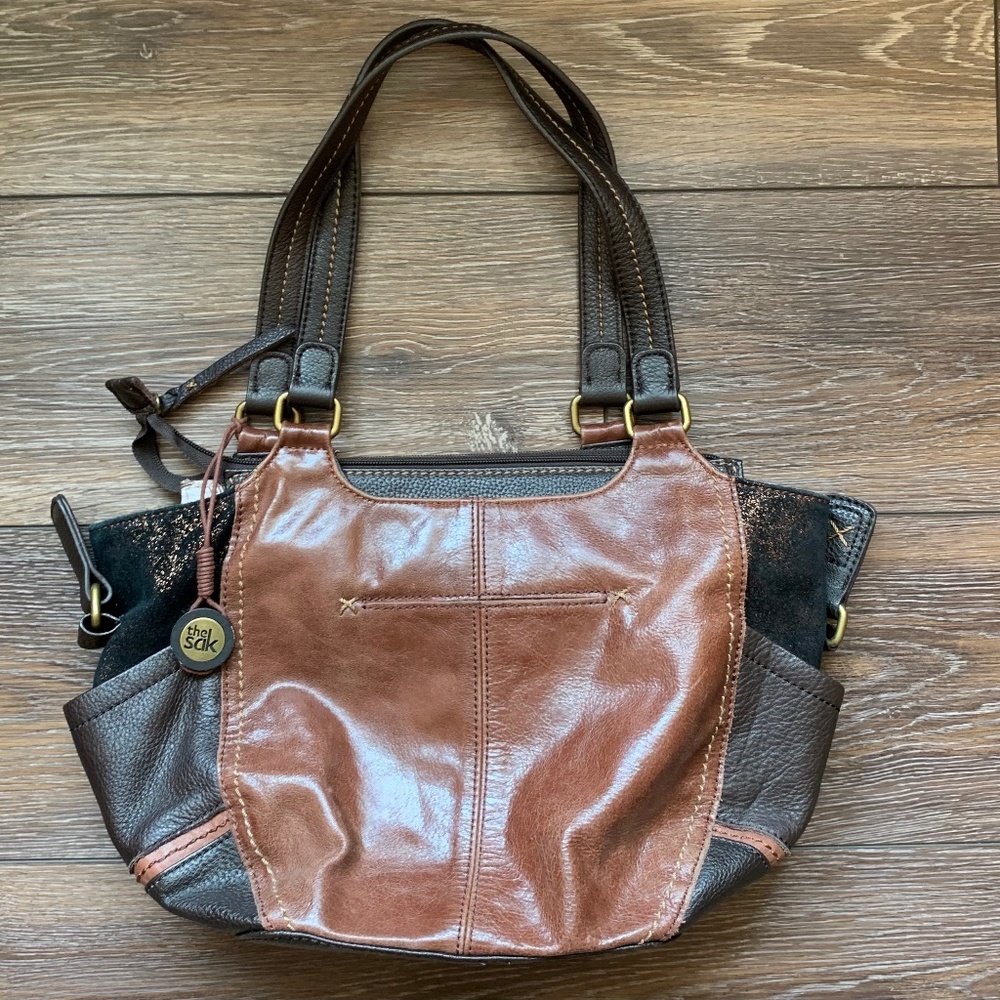 The Sak Handbag Kendra Satchel Brown Snakeskin Leather Shoulder Bag Purse